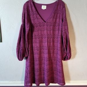 Anthropologie Maeve balloon sleeve lace boho dress medium